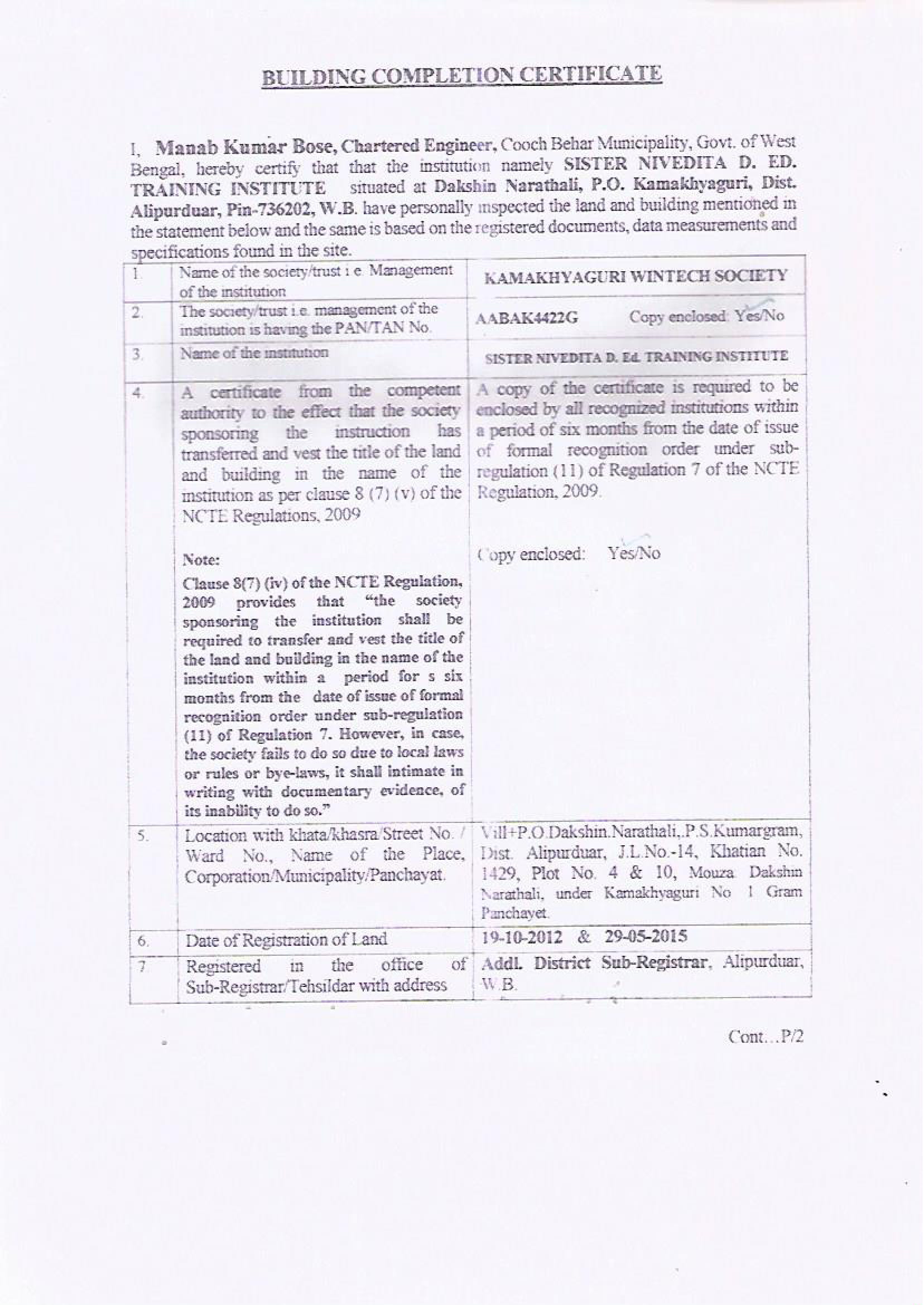 Affiliation Certificate